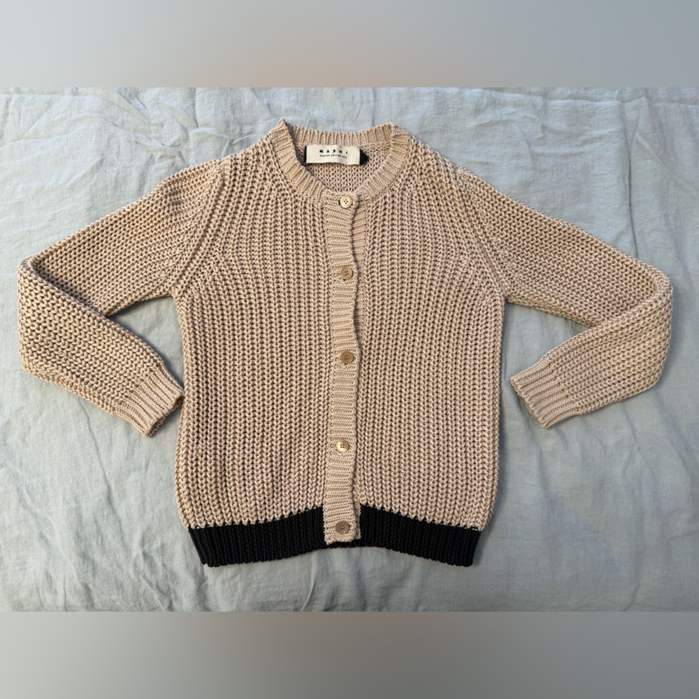 Marni Tan and Black Chunky Knit Cardigan